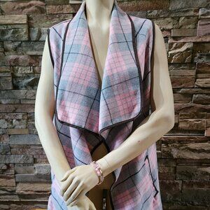Fall plaid pink and gray vest